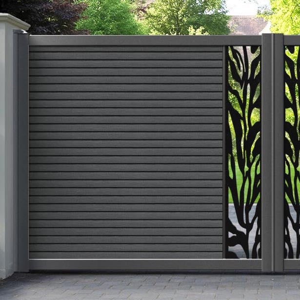 Hudson Malawi Straight Top Driveway Gate - Dark Grey - Middle Screen