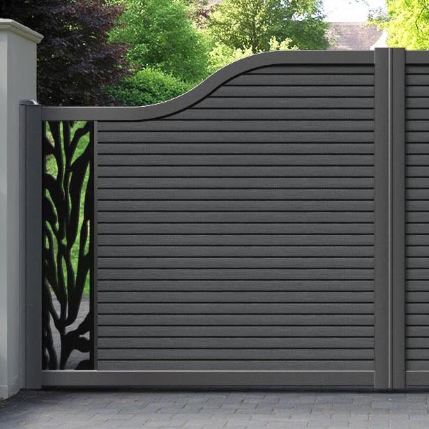 Hudson Malawi Curved Top Driveway Gate - Dark Grey - End Screen