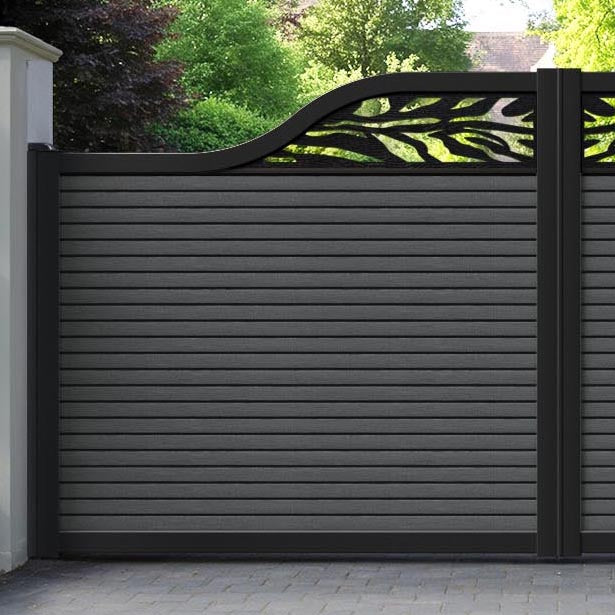 Hudson Malawi Curved Top Driveway Gate - Dark Grey - Top Screen