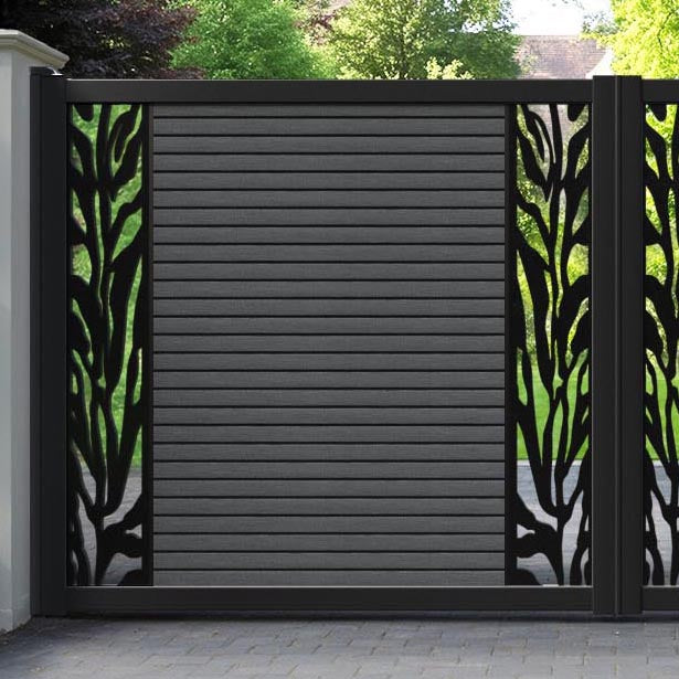 Hudson Malawi Straight Top Driveway Gate - Dark Grey - Middle & End Screen