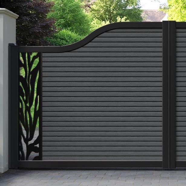 Hudson Malawi Curved Top Driveway Gate - Dark Grey - End Screen