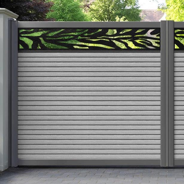 Hudson Malawi Straight Top Driveway Gate - Light Grey - Top Screen