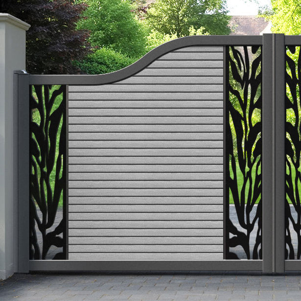 Hudson Malawi Curved Top Driveway Gate - Light Grey - Middle & End Screen