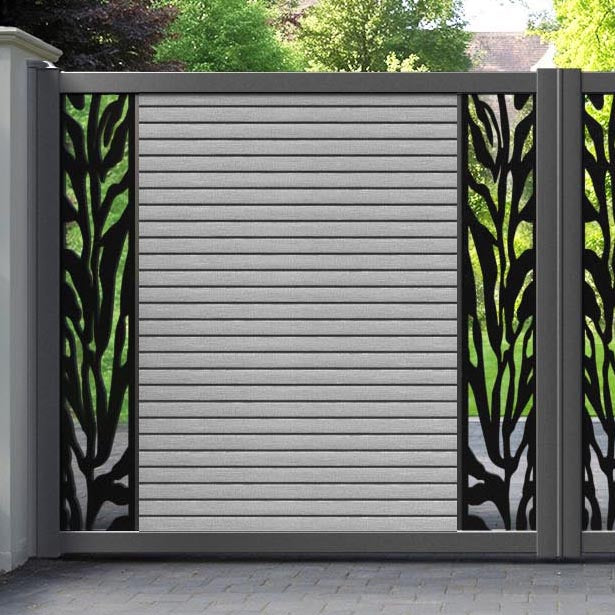 Hudson Malawi Straight Top Driveway Gate - Light Grey - Middle & End Screen