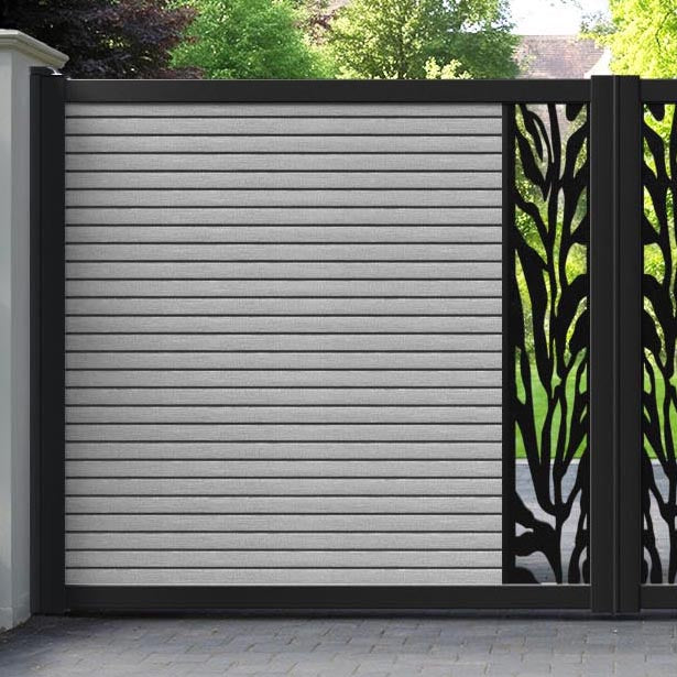 Hudson Malawi Straight Top Driveway Gate - Light Grey - Middle Screen
