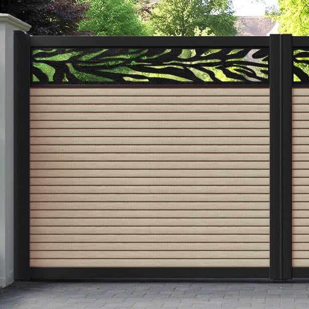 Hudson Malawi Straight Top Driveway Gate - Light Oak- Top Screen