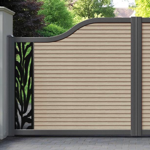 Hudson Malawi Curved Top Driveway Gate - Light Oak- End Screen