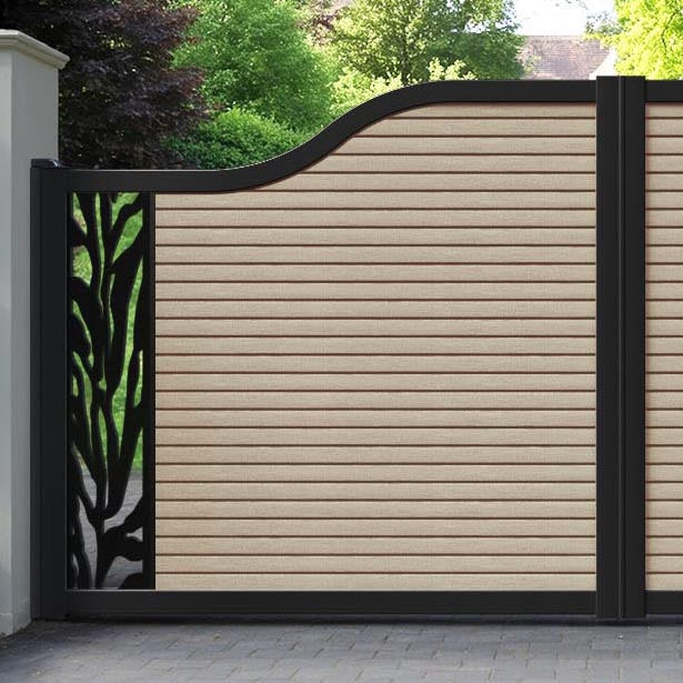 Hudson Malawi Curved Top Driveway Gate - Light Oak- End Screen