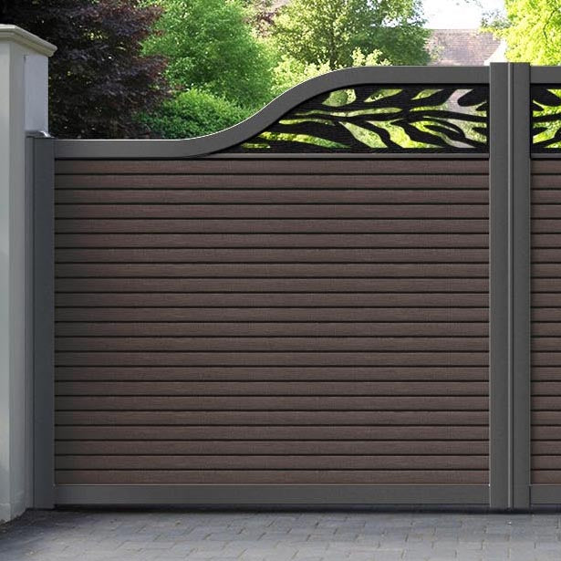 Hudson Malawi Curved Top Driveway Gate - Mid Brown - Top Screen