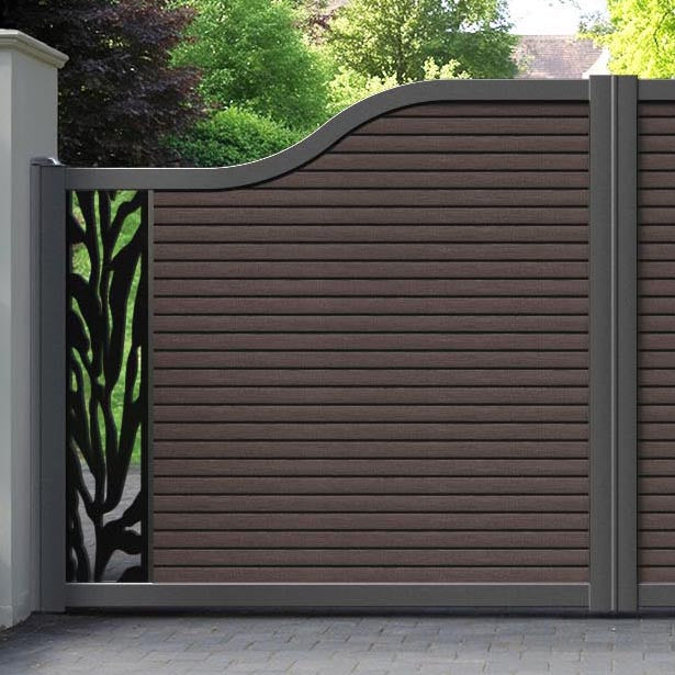 Hudson Malawi Curved Top Driveway Gate - Mid Brown - End Screen
