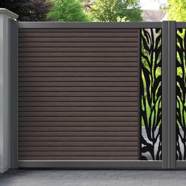 Hudson Malawi Straight Top Driveway Gate - Mid Brown - Middle Screen