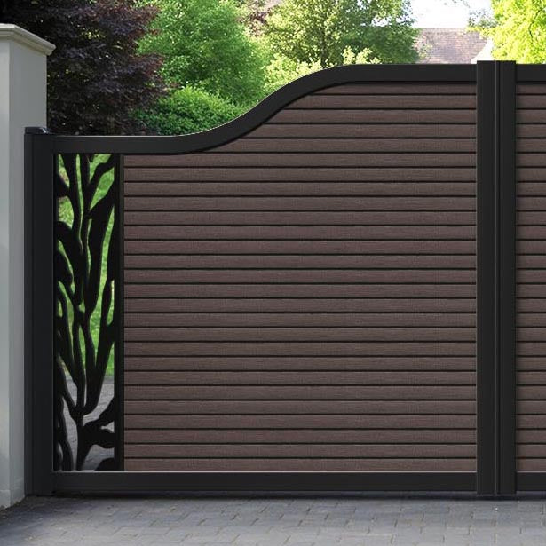 Hudson Malawi Curved Top Driveway Gate - Mid Brown - End Screen
