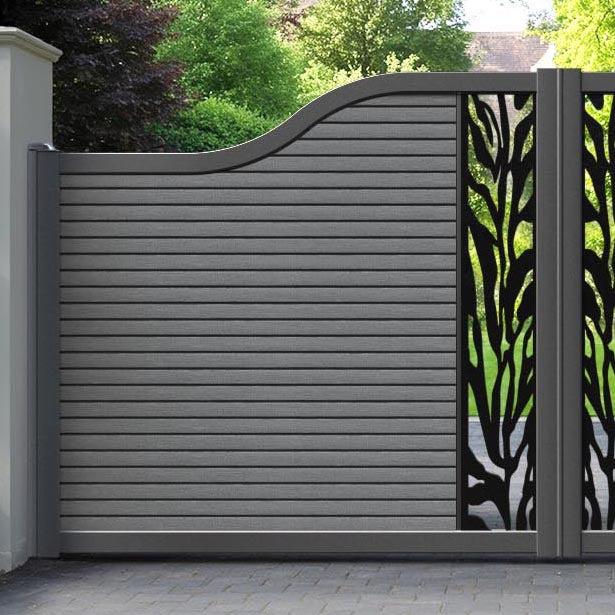 Hudson Malawi Curved Top Driveway Gate - Mid Grey - Middle Screen