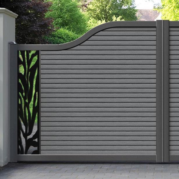 Hudson Malawi Curved Top Driveway Gate - Mid Grey - End Screen