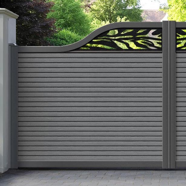 Hudson Malawi Curved Top Driveway Gate - Mid Grey - Top Screen
