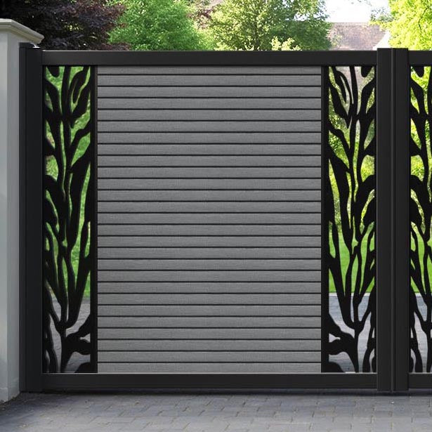 Hudson Malawi Straight Top Driveway Gate - Mid Grey - Middle & End Screen