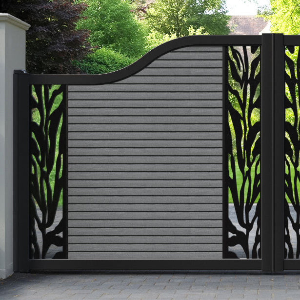 Hudson Malawi Curved Top Driveway Gate - Mid Grey - Middle & End Screen