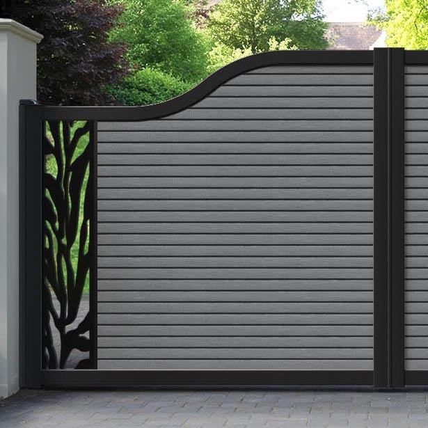 Hudson Malawi Curved Top Driveway Gate - Mid Grey - End Screen