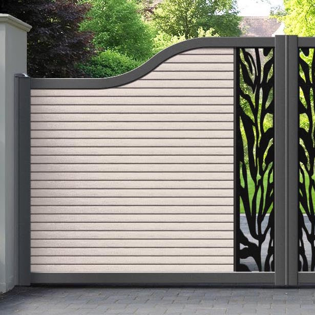 Hudson Malawi Curved Top Driveway Gate - Mid Stone - Middle Screen