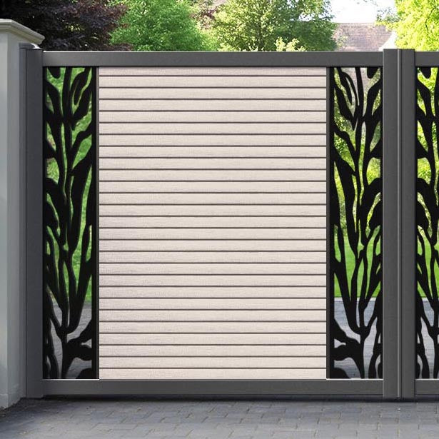 Hudson Malawi Straight Top Driveway Gate - Mid Stone - Middle & End Screen