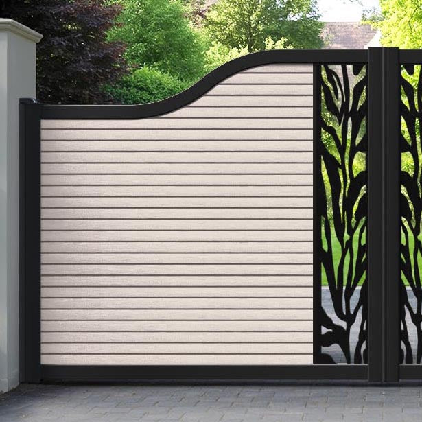 Hudson Malawi Curved Top Driveway Gate - Mid Stone - Middle Screen