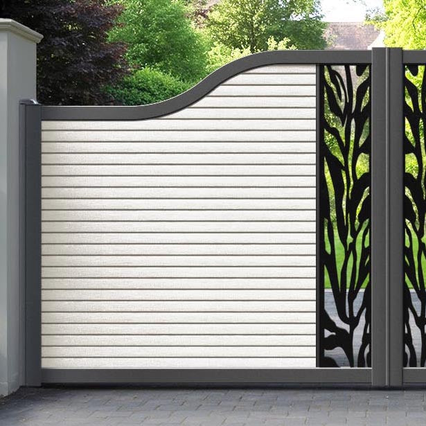 Hudson Malawi Curved Top Driveway Gate - Light Stone - Middle Screen
