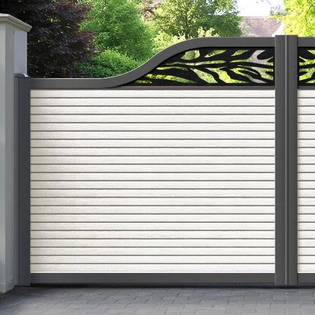 Hudson Malawi Curved Top Driveway Gate - Light Stone - Top Screen