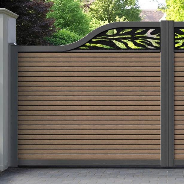 Hudson Malawi Curved Top Driveway Gate - Teak - Top Screen