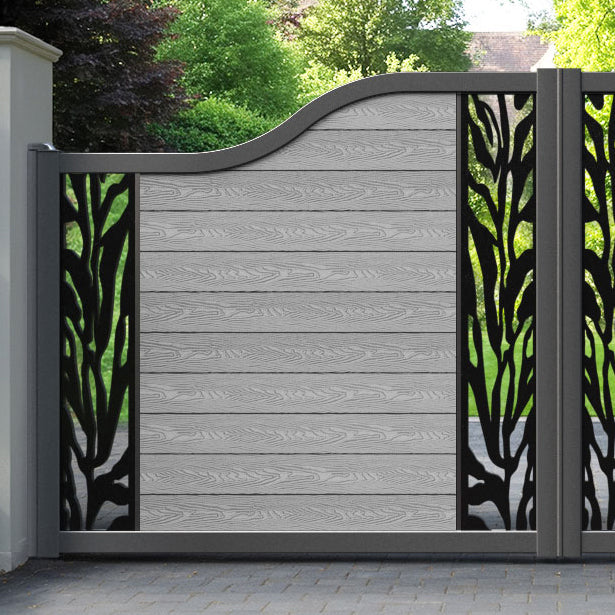 Classic Malawi Curved Top Driveway Gate - Light Grey - Middle & End Screen