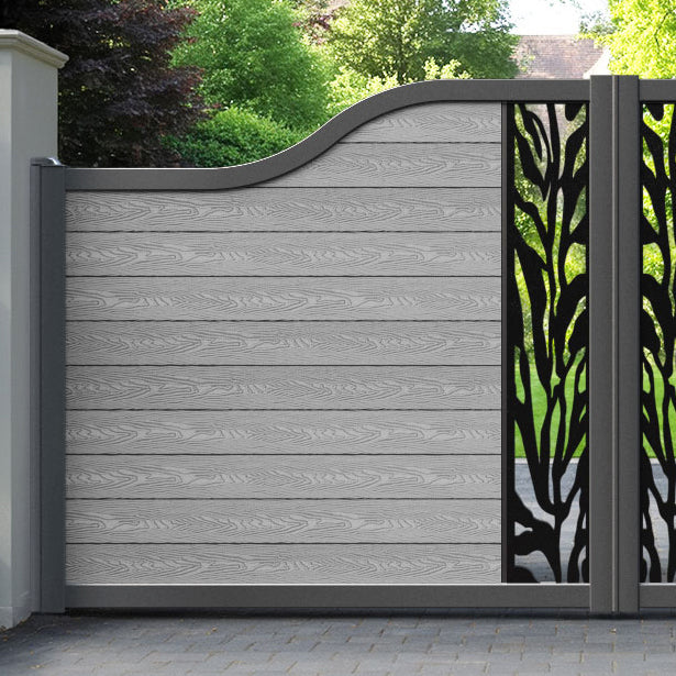 Classic Malawi Curved Top Driveway Gate - Light Grey - Middle Screen
