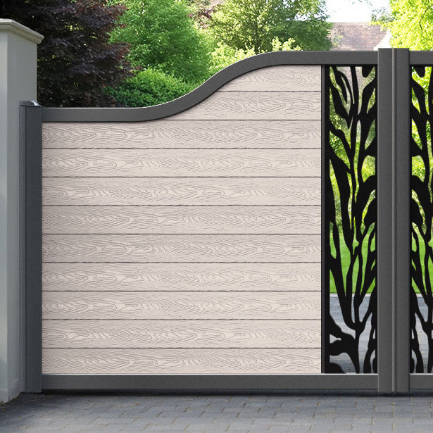 Classic Malawi Curved Top Driveway Gate - Mid Stone - Middle Screen