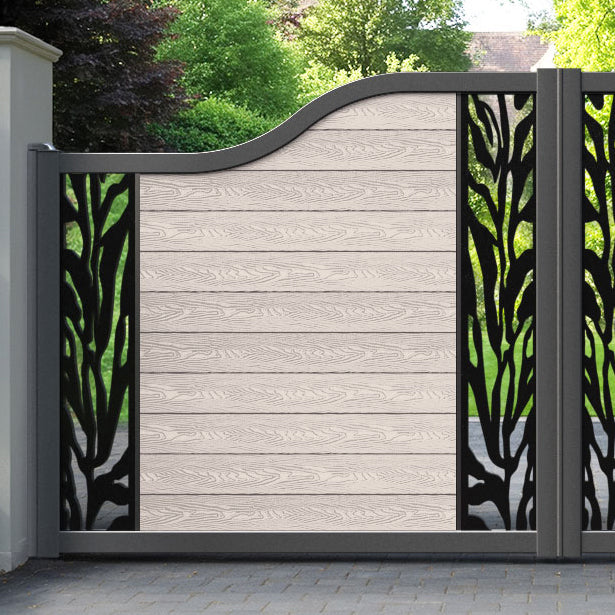 Classic Malawi Curved Top Driveway Gate - Mid Stone - Middle & End Screen