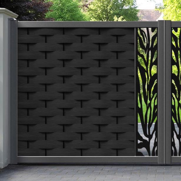 Ripple Malawi Straight Top Driveway Gate - Black - Middle Screen
