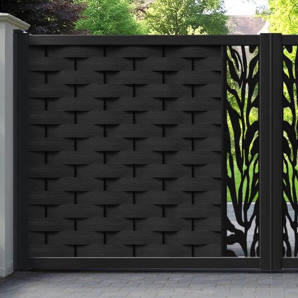 Ripple Malawi Straight Top Driveway Gate - Black - Middle Screen