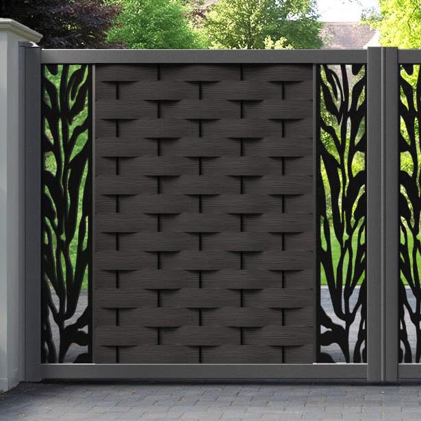 Ripple Malawi Straight Top Driveway Gate - Dark Oak - Middle & End Screen