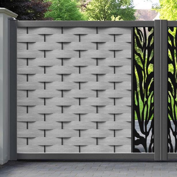 Ripple Malawi Straight Top Driveway Gate - Light Grey - Middle Screen