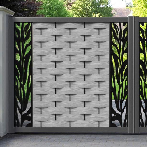 Ripple Malawi Straight Top Driveway Gate - Light Grey - Middle & End Screen