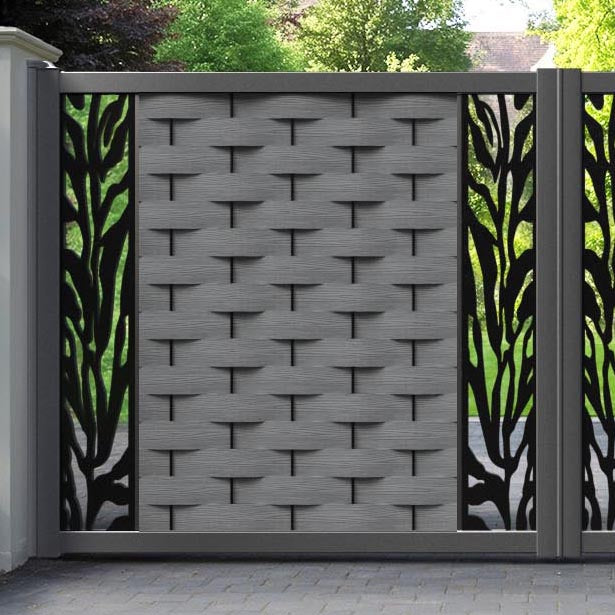 Ripple Malawi Straight Top Driveway Gate - Mid Grey - Middle & End Screen