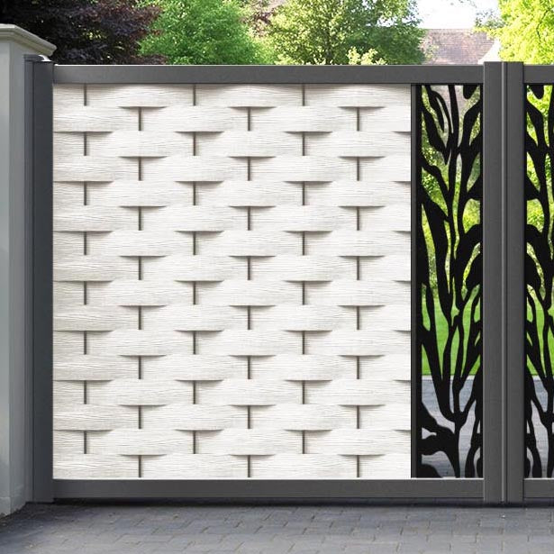 Ripple Malawi Straight Top Driveway Gate - Light Stone - Middle Screen