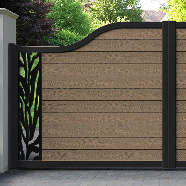 Classic Malawi Curved Top Driveway Gate - Teak - End Screen