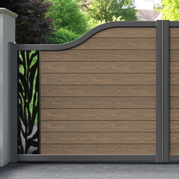 Classic Malawi Curved Top Driveway Gate - Teak - End Screen