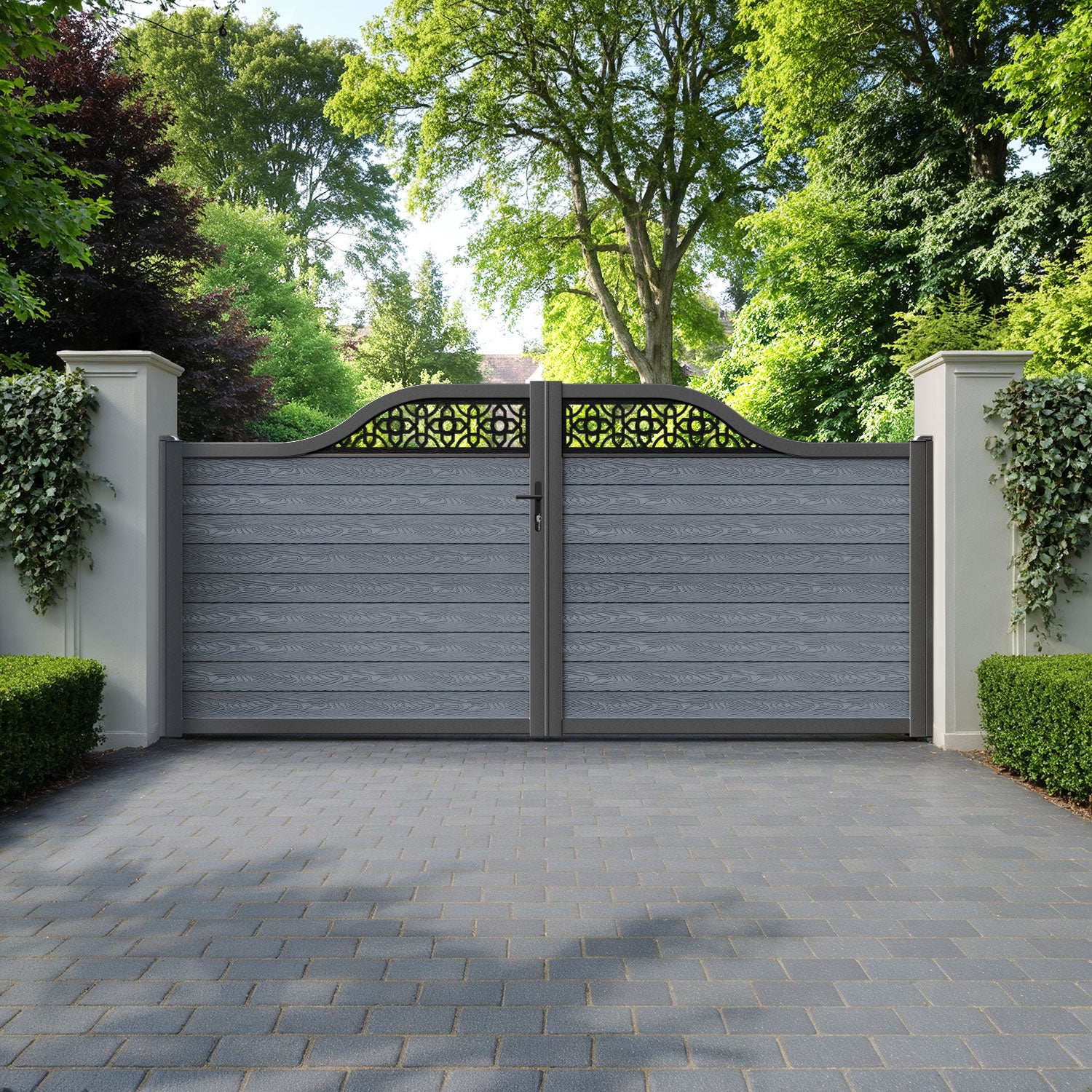 Classic Nabila Curved Top Driveway Gate - Anthracite - Top Screen