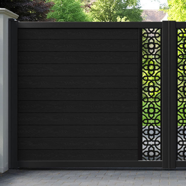 Classic Nabila Straight Top Driveway Gate - Black - Middle Screen