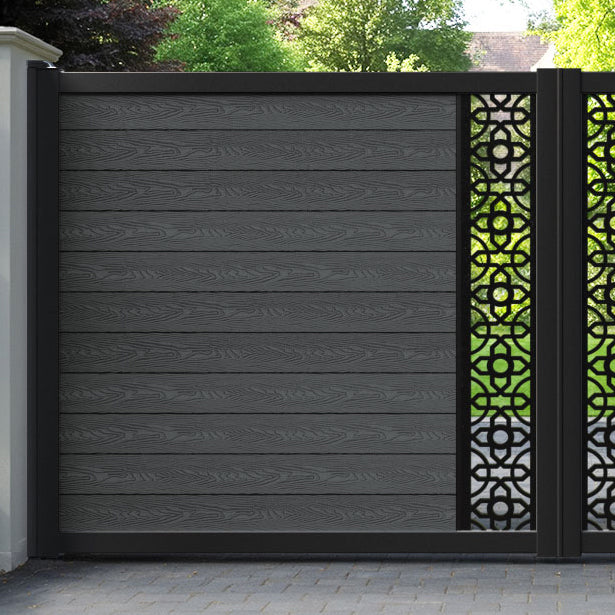 Classic Nabila Straight Top Driveway Gate - Dark Grey - Middle Screen