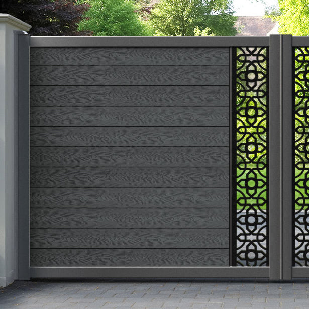 Classic Nabila Straight Top Driveway Gate - Dark Grey - Middle Screen
