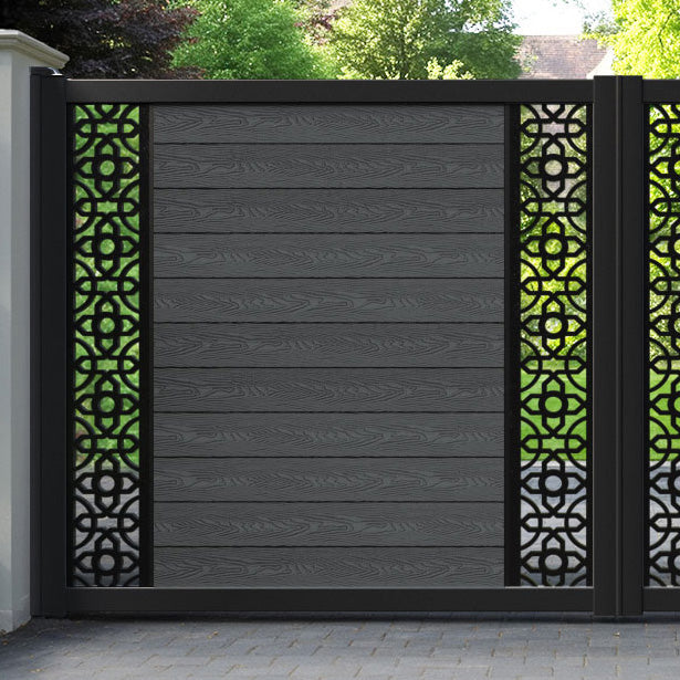 Classic Nabila Straight Top Driveway Gate - Dark Grey - Middle & End Screen