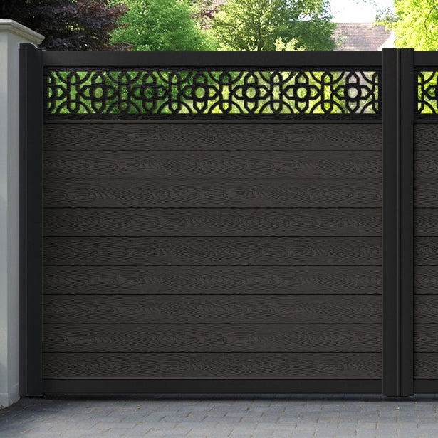 Classic Nabila Straight Top Driveway Gate - Dark Oak - Top Screen