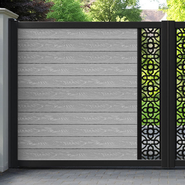 Classic Nabila Straight Top Driveway Gate - Light Grey - Middle Screen