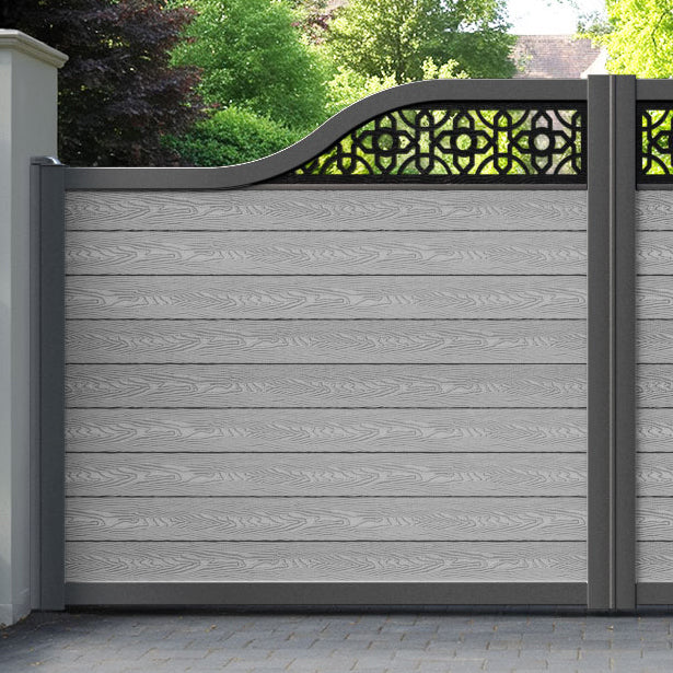 Classic Nabila Curved Top Driveway Gate - Light Grey - Top Screen