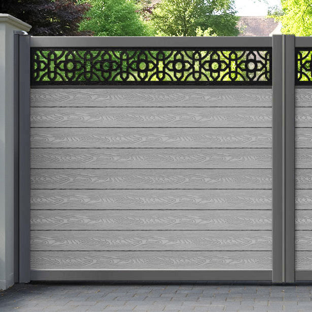Classic Nabila Straight Top Driveway Gate - Light Grey - Top Screen